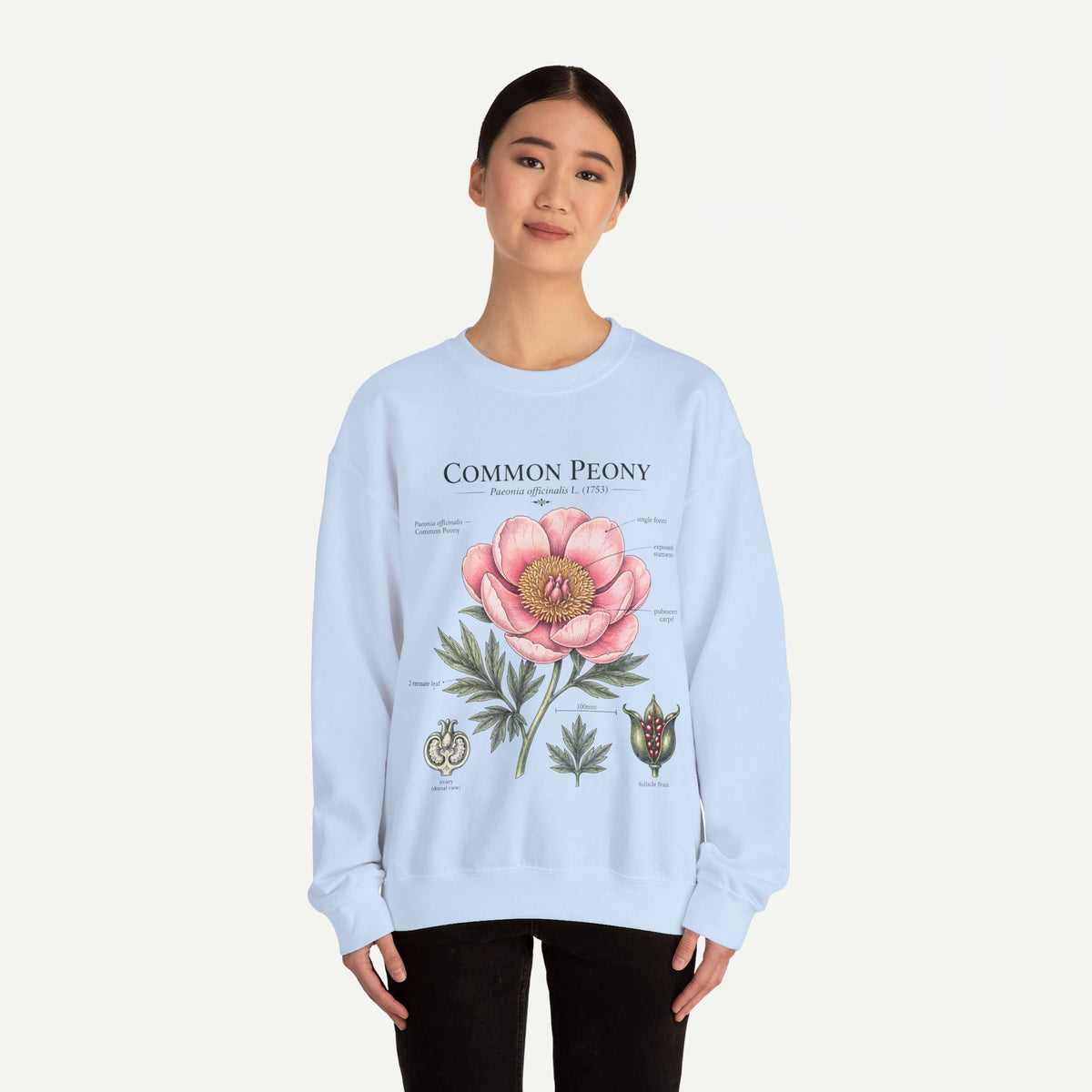 Peony Botanical Sweatshirt — "Common Peony" Floral Crewneck
