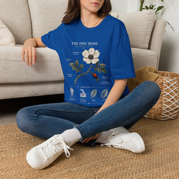 Dog Rose Floral T-Shirt — Botanical Illustration Tee with 'The Dog Rose' Label