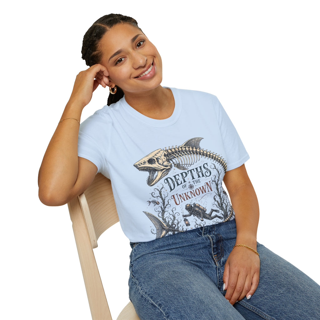 Depths of the Unknown Fish Skeleton T-Shirt