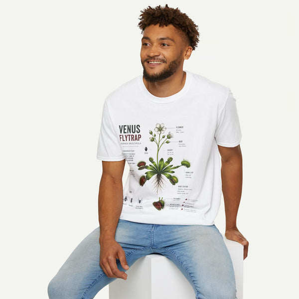 Venus Flytrap Anatomy Botanical T-Shirt – Illustrated Plant Diagram Tee