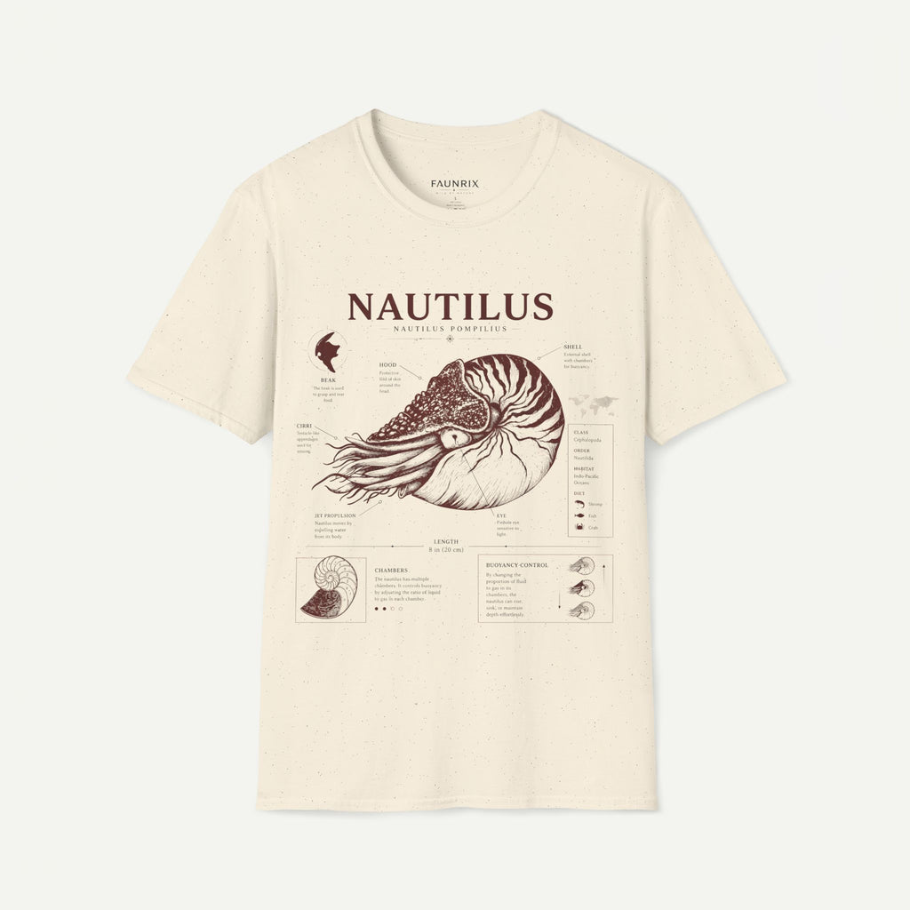 Nautilus Shell  Anatomy Graphic T-Shirt — Vintage Marine Biology Illustration