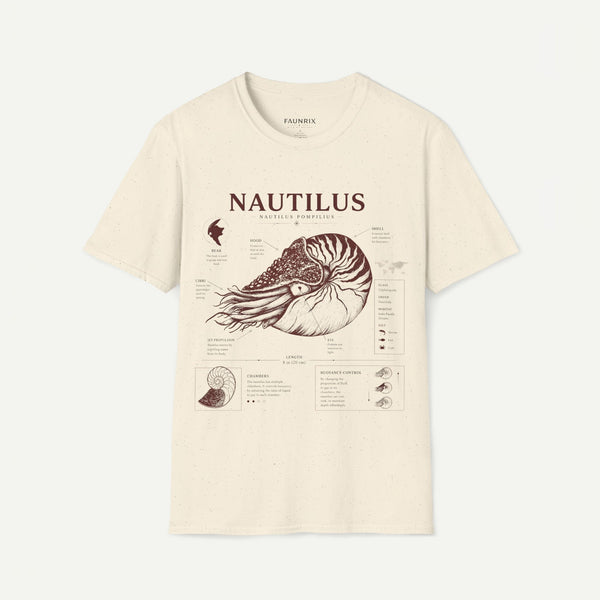 Nautilus Shell  Anatomy Graphic T-Shirt — Vintage Marine Biology Illustration