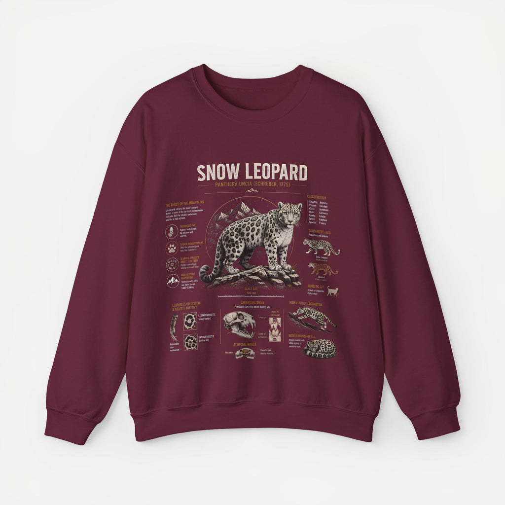 Snow Leopard Anatomy Sweatshirt — Vintage Wildlife Diagram Crewneck