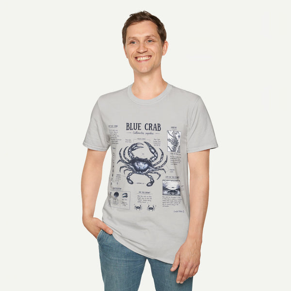 Blue Crab Anatomy T-Shirt — Nautical Vintage Marine Illustration Tee