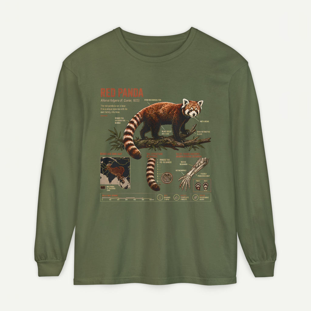 Red Panda Illustration Long Sleeve Tee — Wildlife Field Guide Graphic