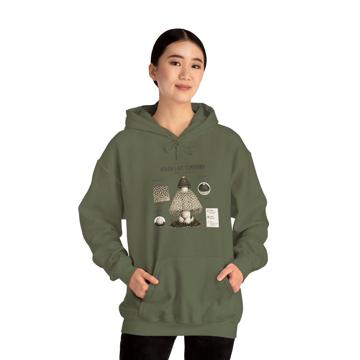 Mushroom Guide Hoodie — Velvet-Lady Stropharia Fungi Illustration Sweatshirt