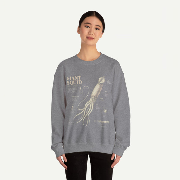 Giant Squid Anatomy Sweatshirt — Vintage Nautical Marine Biology Crewneck