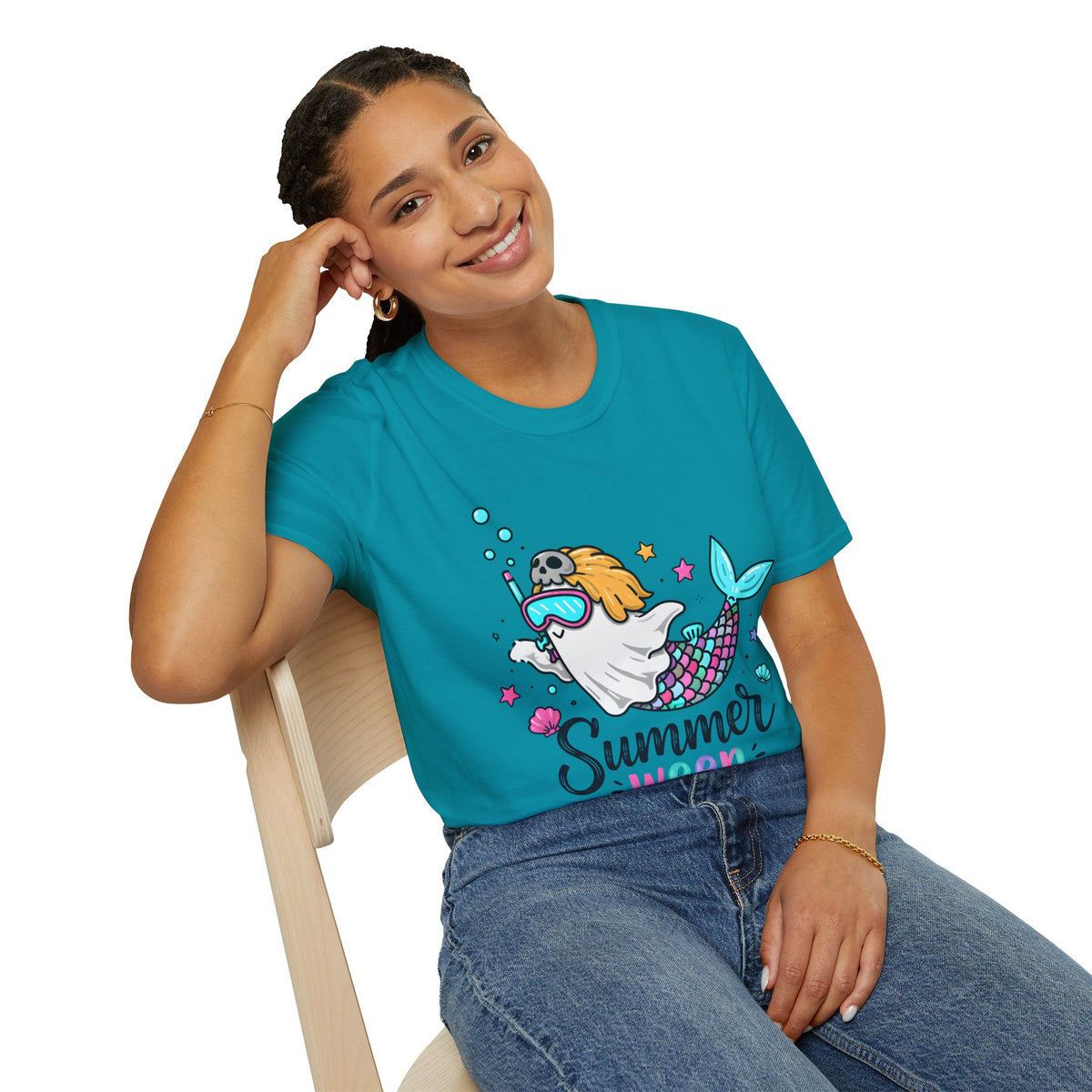 Mermaid Ghost Summerween T-Shirt — Cute Halloween Summer Mashup Tee