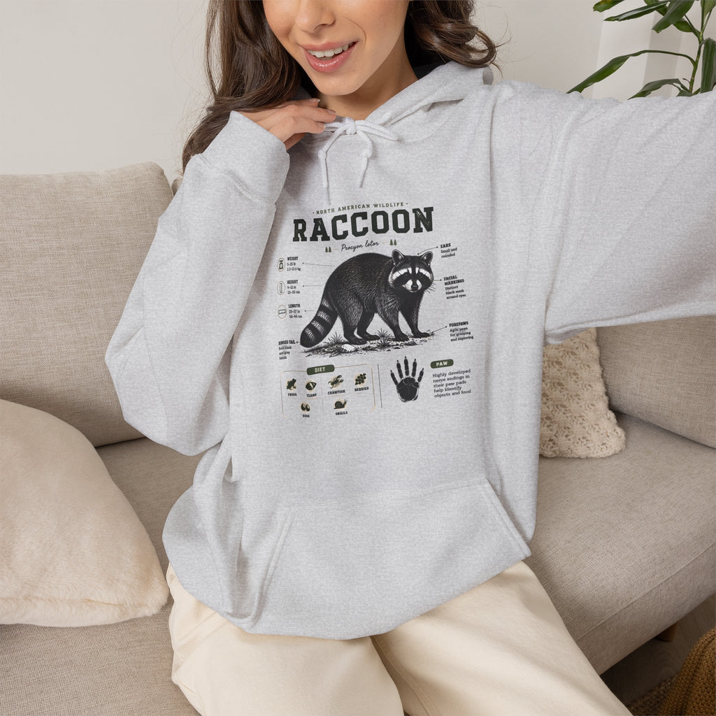 Raccoon Anatomy Hoodie — Vintage Wildlife Illustration Sweatshirt