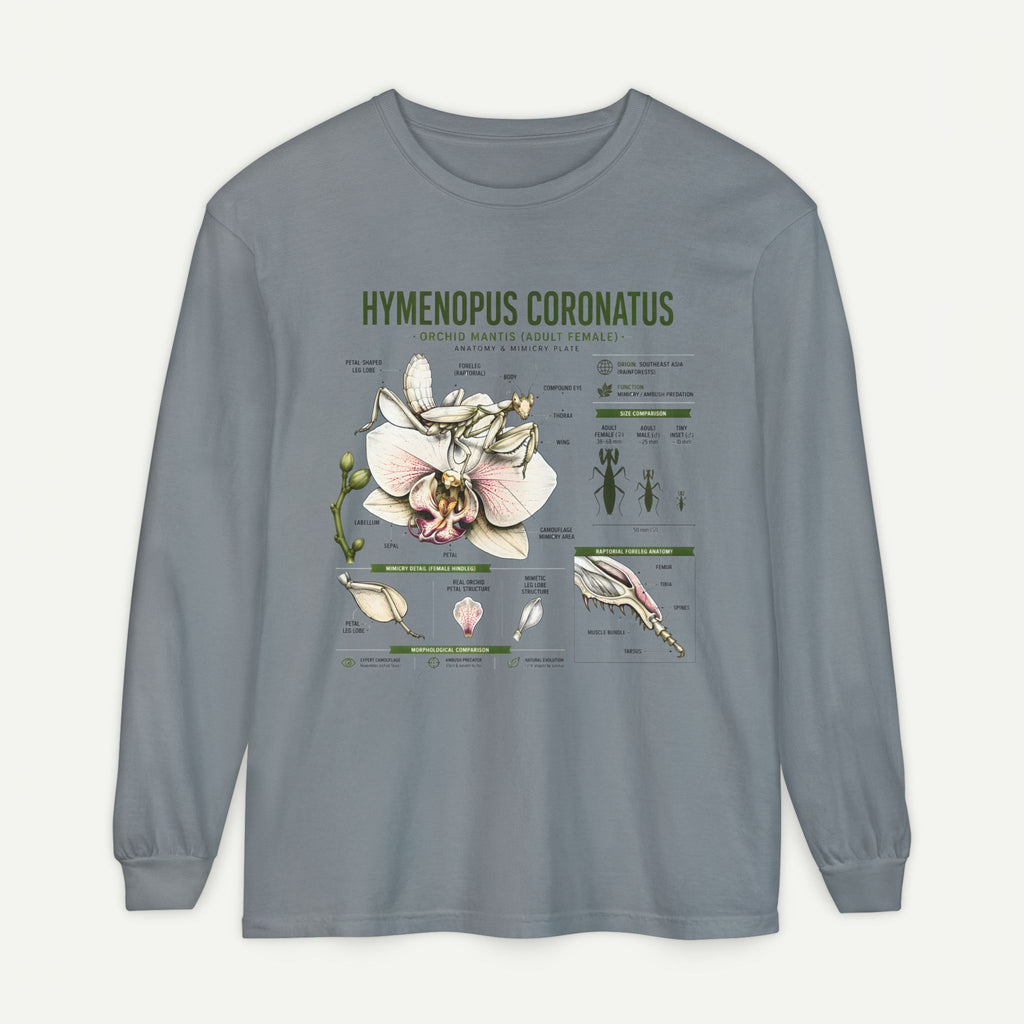 Hymenopus Coronatus Orchid Mantis Illustration Long Sleeve Tee