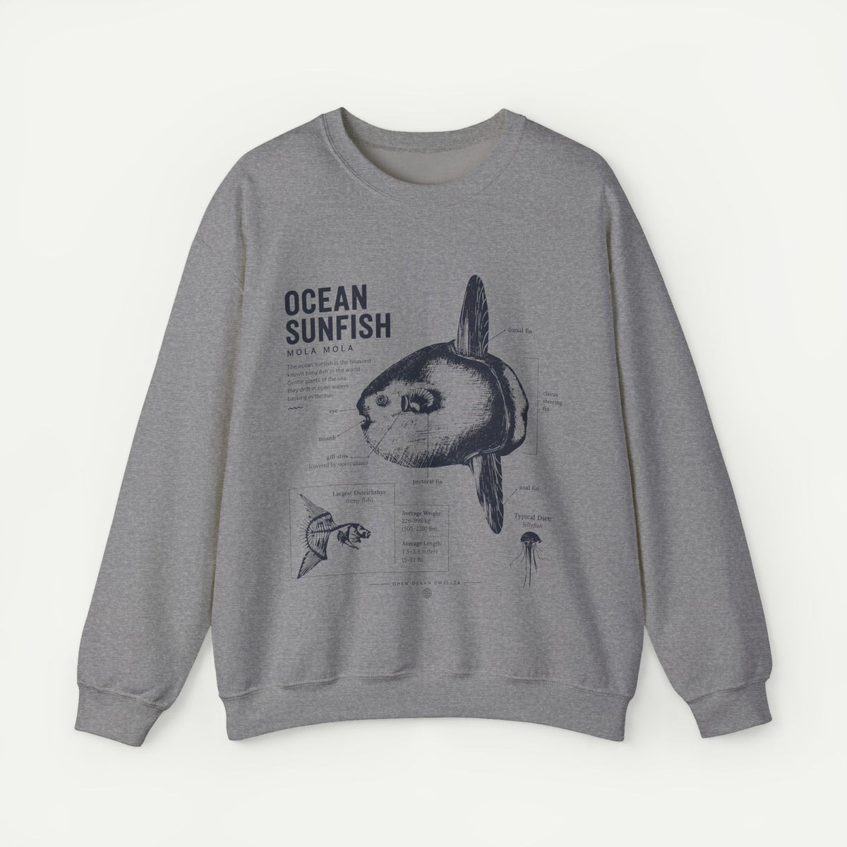 Ocean Sunfish Sweatshirt — Vintage Marine Illustration Pullover