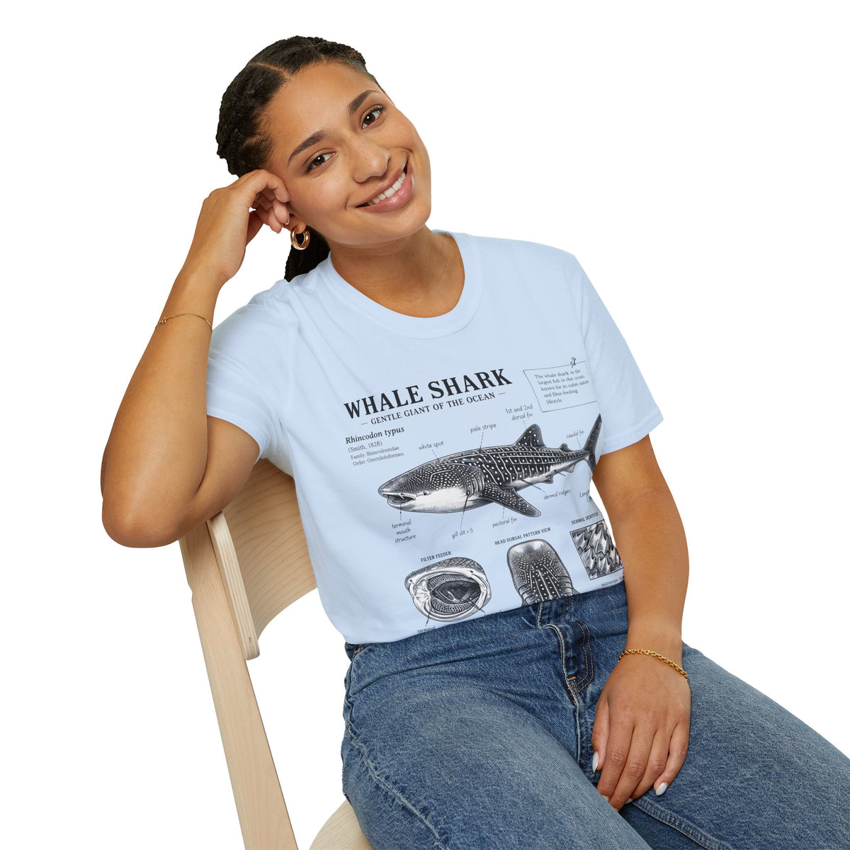 Whale Shark Anatomy T-Shirt — Marine Biology Graphic Tee with Informational Diagram