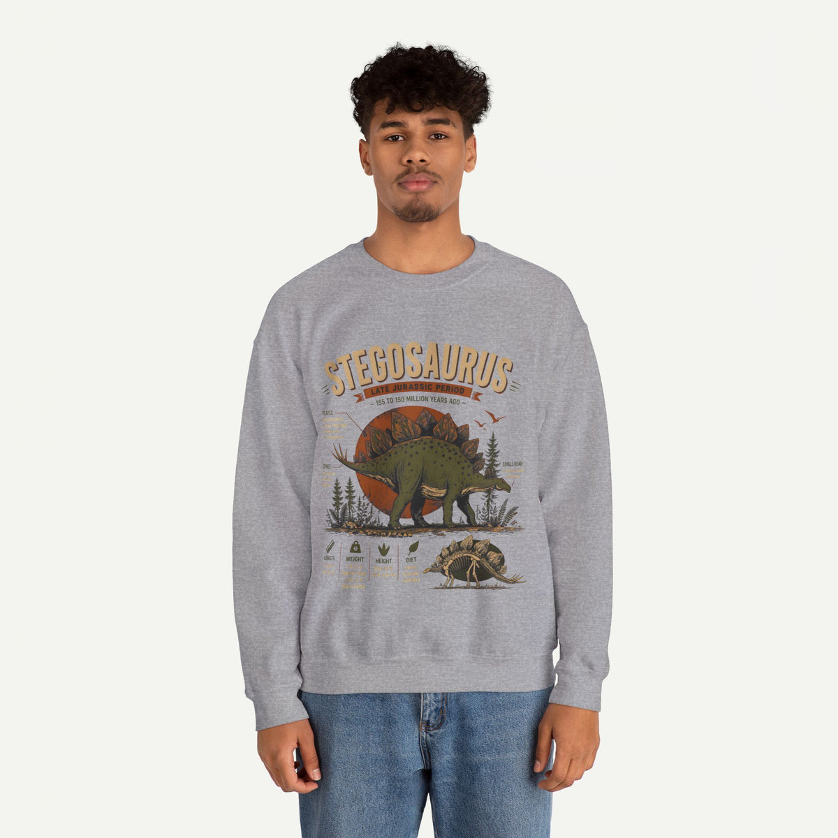 Stegosaurus Anatomy Sweatshirt — Vintage Dino Field Guide Graphic