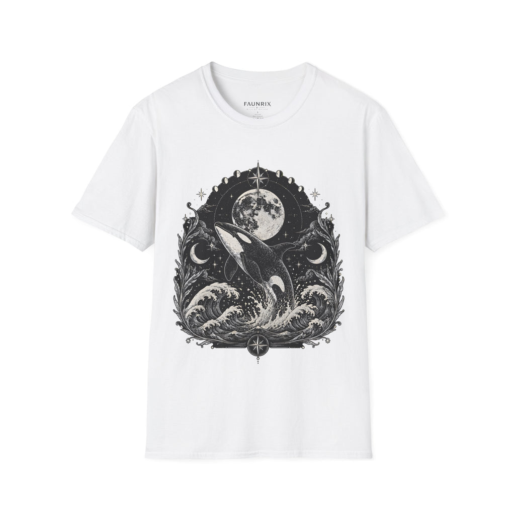 Orca Moon T-Shirt — Whale & Full Moon Illustration Tee