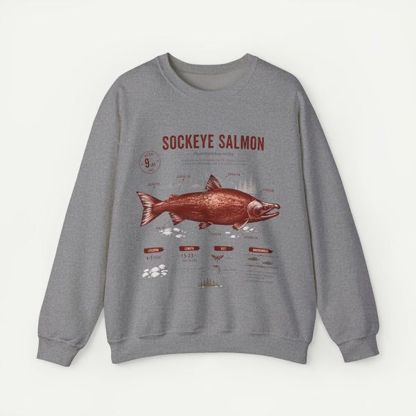 Sockeye Salmon Anatomy Sweatshirt — Vintage Fish Illustration Tee for Anglers & Nature Lovers