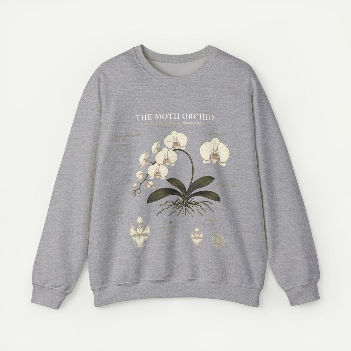 The Moth Orchid Crewneck Sweatshirt — Vintage Botanical Floral Pullover Main image
