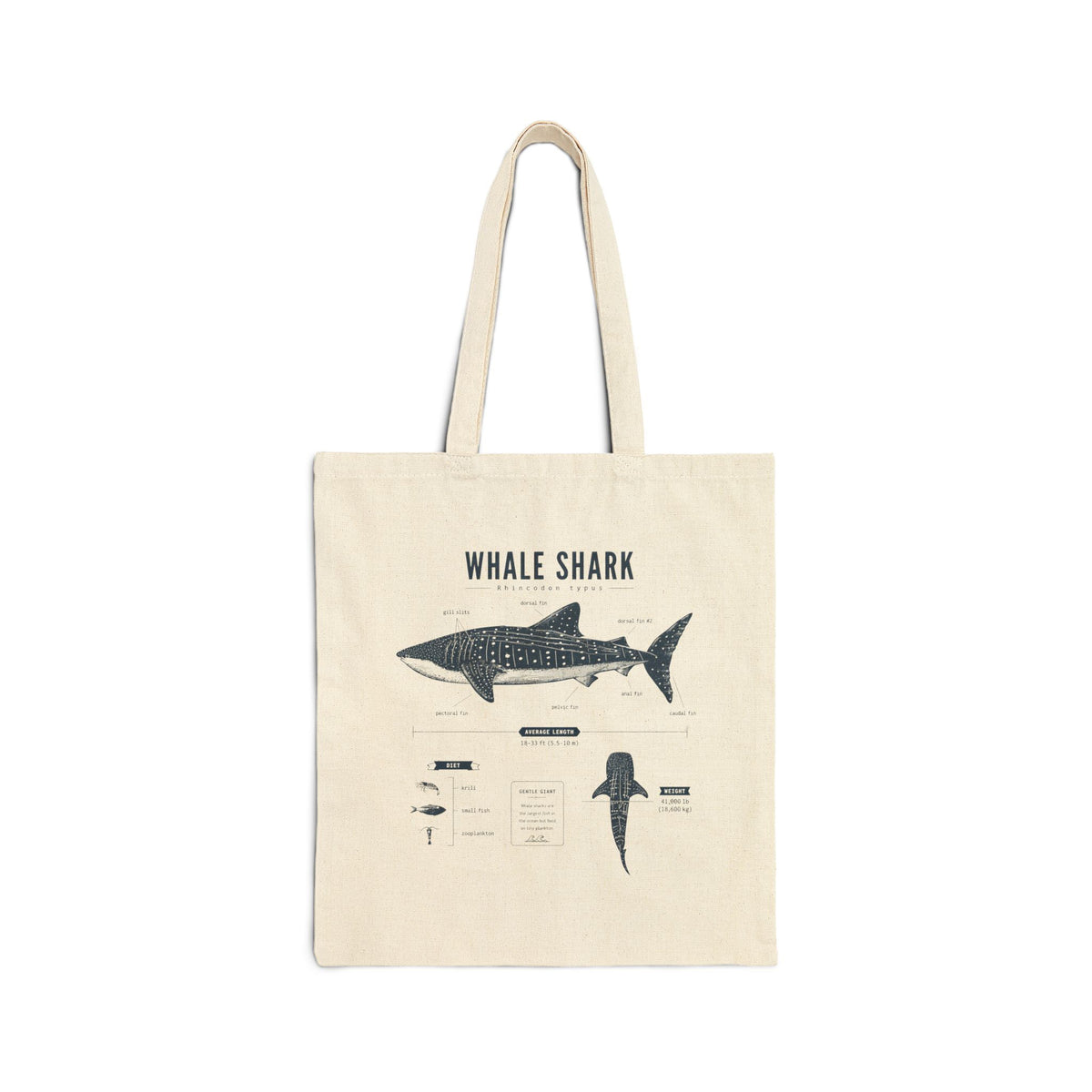 Whale Shark Cotton Anatomy Bag — Marine Life Canvas Shopper Main image