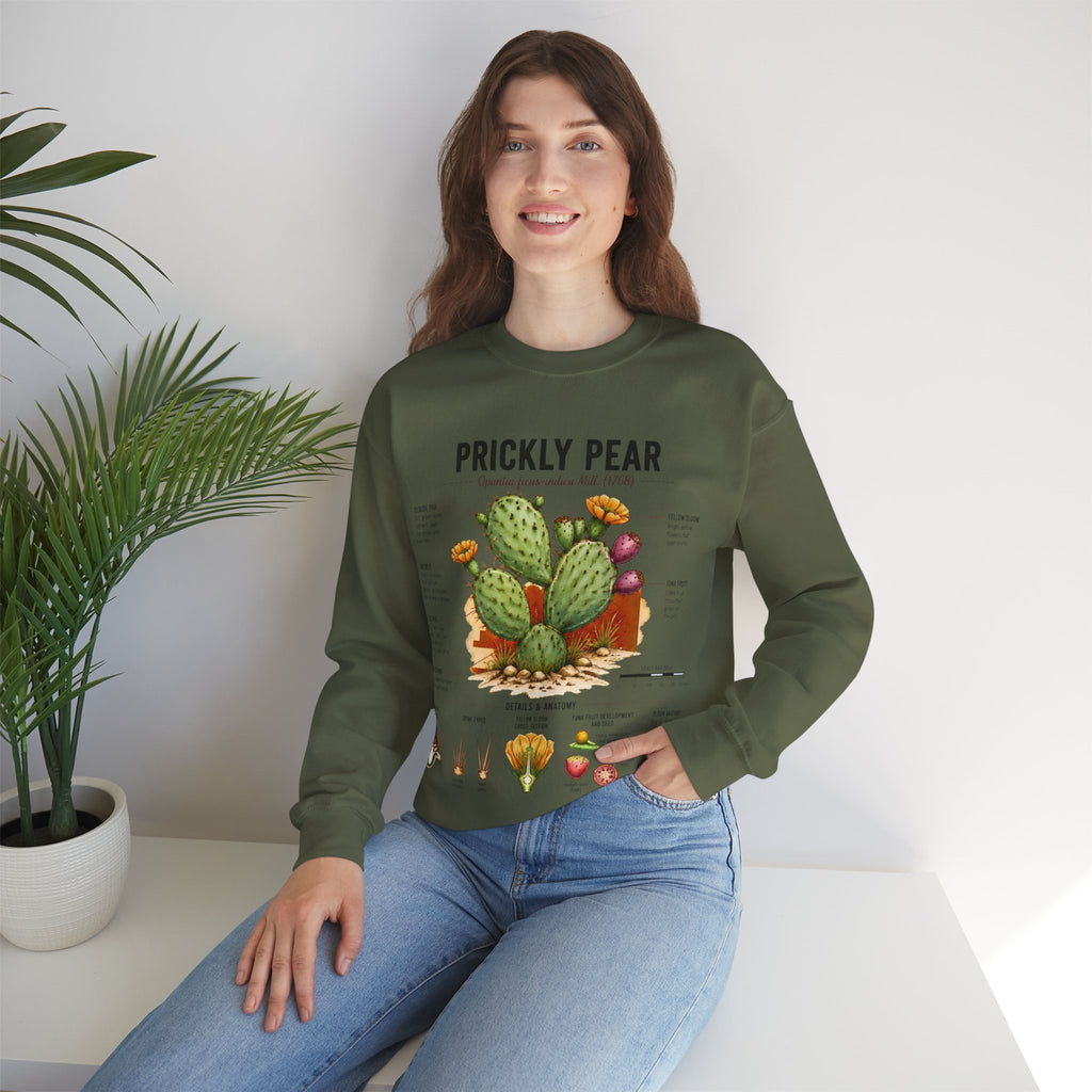 Prickly Pear Botanical Sweatshirt — Cactus Illustration Guide Crewneck