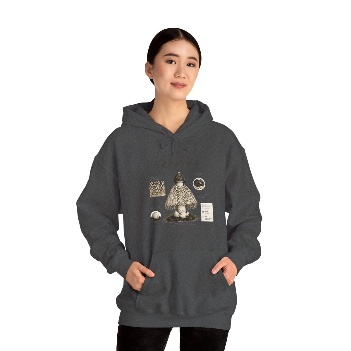 Mushroom Guide Hoodie — Velvet-Lady Stropharia Fungi Illustration Sweatshirt