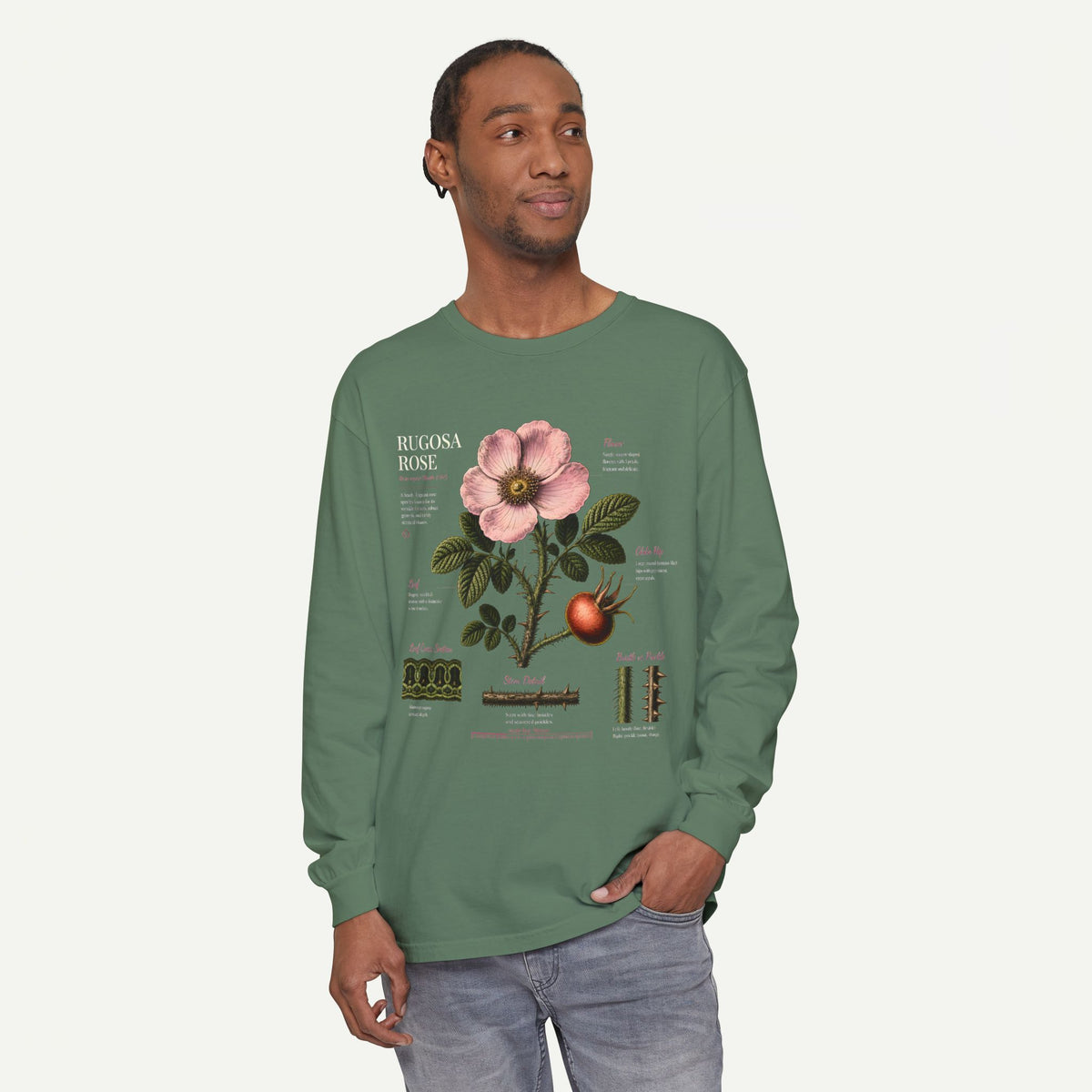 Botanical Rose Hip Anatomy Long Sleeve Tee