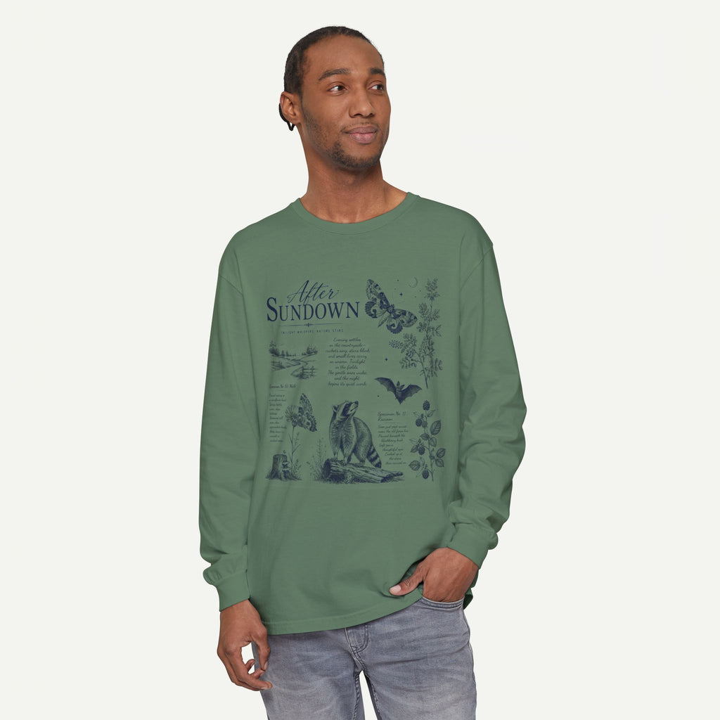 After Sundown Long Sleeve Tee — Night Nature Wildlife Graphic