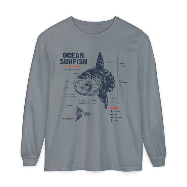 Sunfish Anatomy Long Sleeve Tee — Ocean Sunfish Diagram Shirt