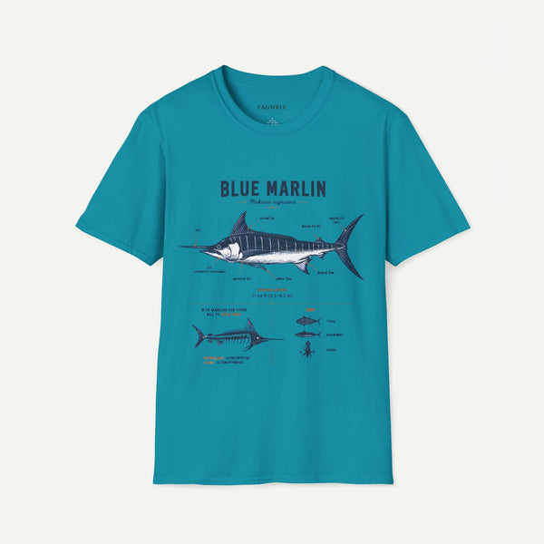 Blue Marlin Anatomy T-Shirt — Vintage Marine Fish Illustration Tee