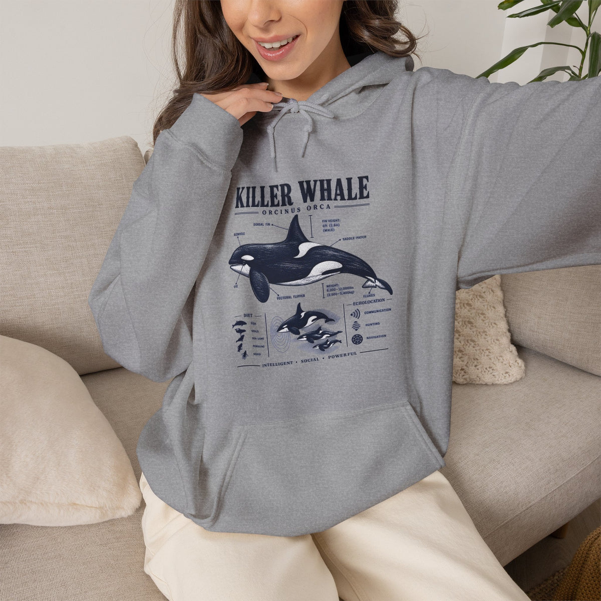 Killer Whale Anatomy Hoodie — Orca Scientific Diagram Sweatshirt