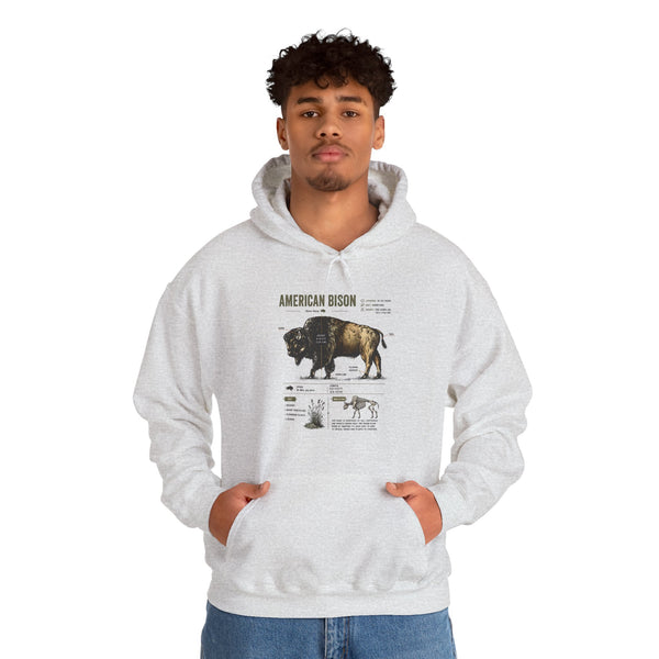 Bison Anatomy Hoodie — American Bison Illustration & Facts Sweatshirt