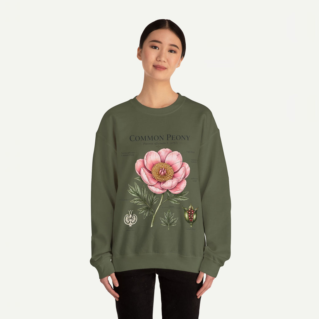 Peony Botanical Sweatshirt — "Common Peony" Floral Crewneck