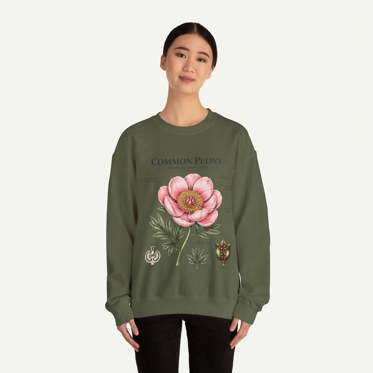 Peony Botanical Sweatshirt — "Common Peony" Floral Crewneck