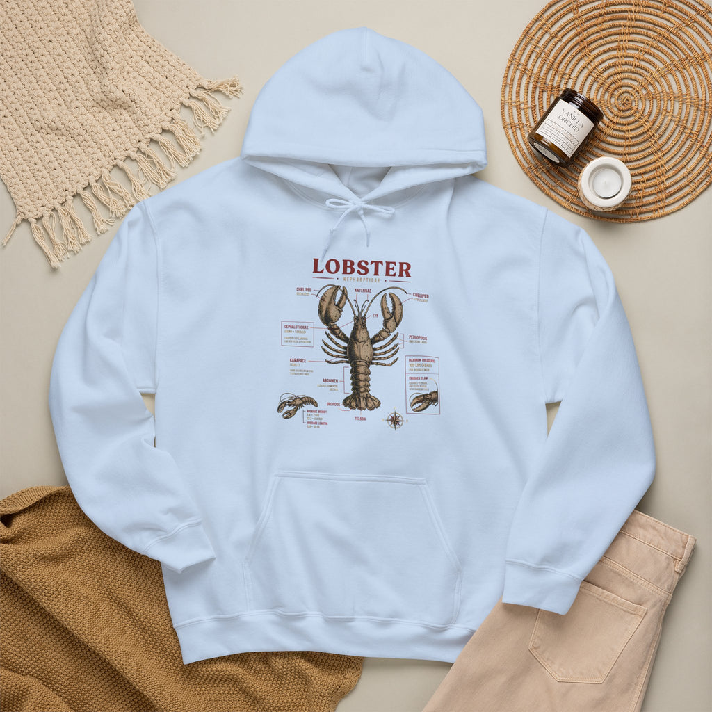 Lobster Anatomy Hoodie – Nautical Seafood Illustration Pullover