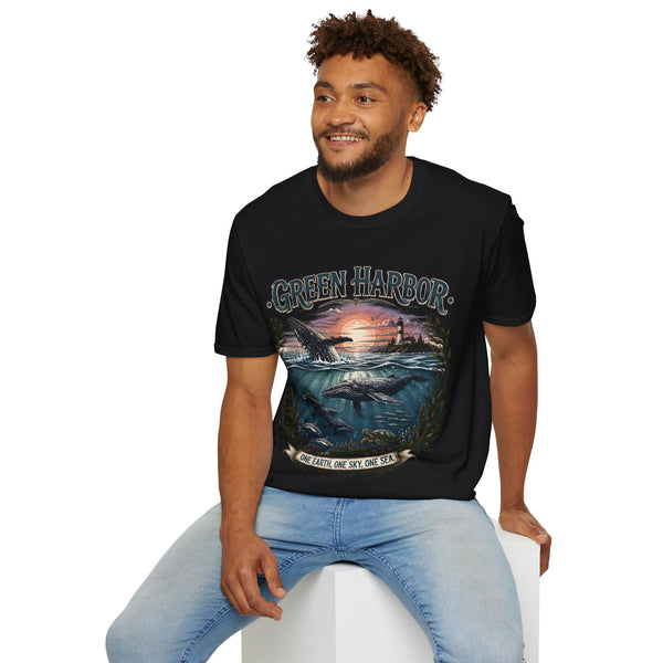 Green Harbor Sunset Whale T-Shirt