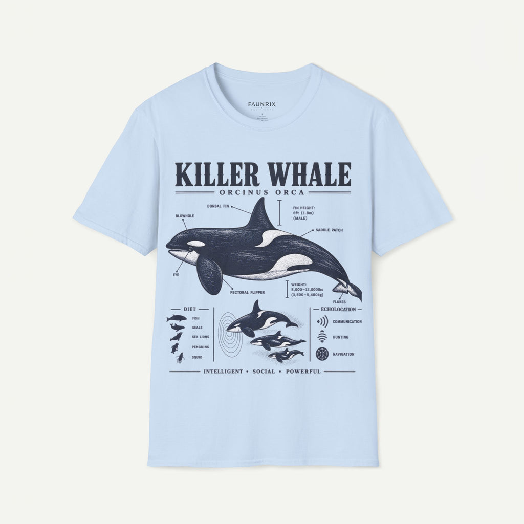 Killer Whale Diagram T-Shirt — Orcinus Orca Marine Life Graphic Tee