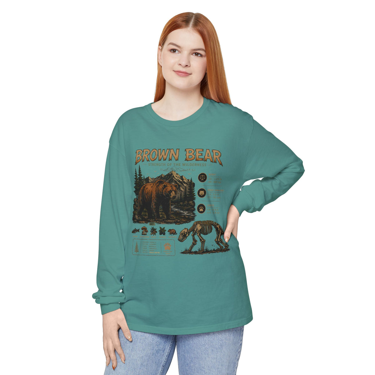 Brown Bear Wildlife Graphic Long Sleeve Tee