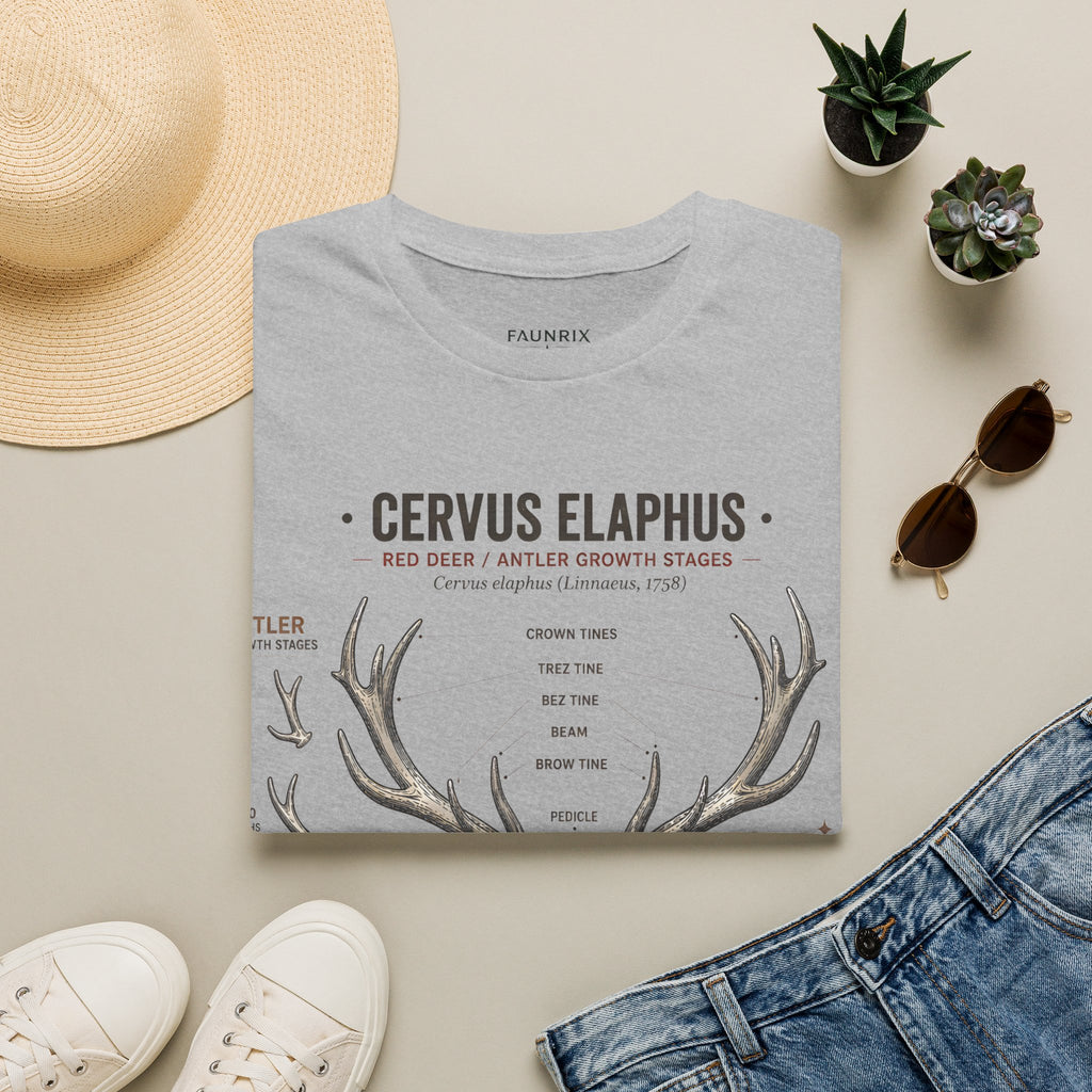 Deer Antler Anatomy T-Shirt — 'Cervus Elaphus' Educational Graphic
