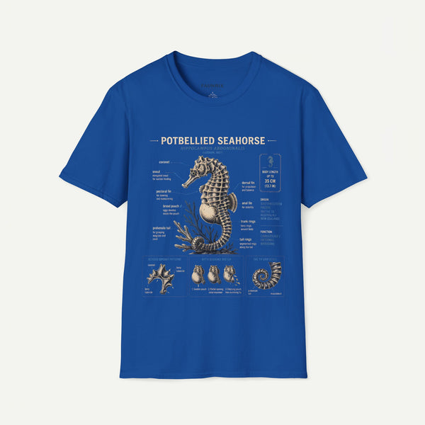 Seahorse Anatomy T-Shirt — Vintage Potbellied Seahorse Illustration