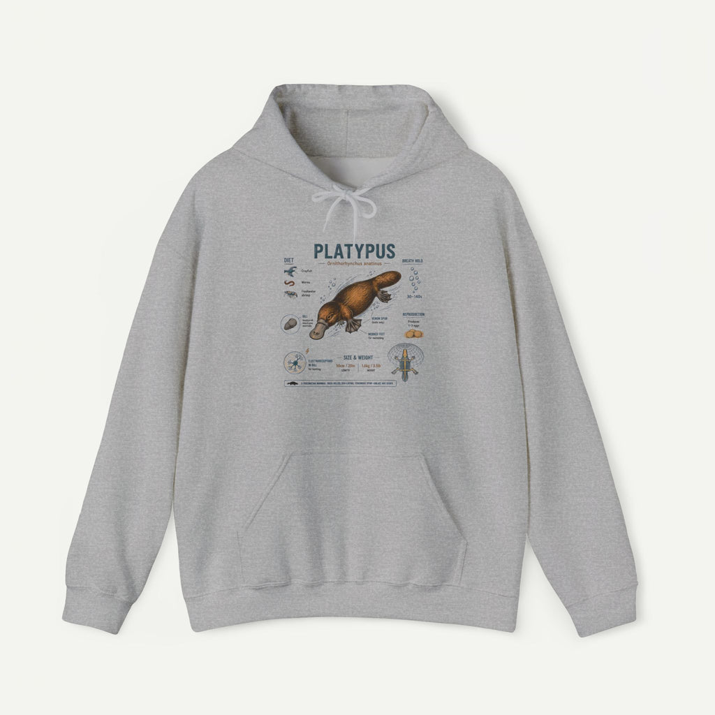 Platypus Anatomy Hoodie — Scientific Illustration Pullover for Nature Lovers