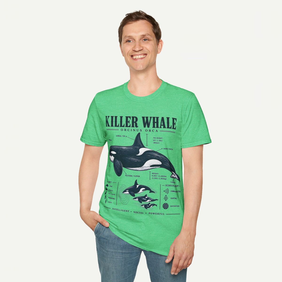 Killer Whale Diagram T-Shirt — Orcinus Orca Marine Life Graphic Tee