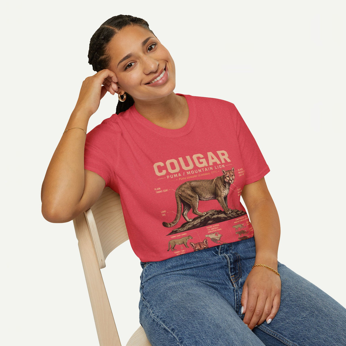 Cougar Puma Mountain Lion Anatomy Graphic T-Shirt