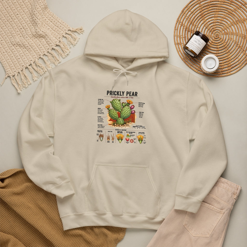 Prickly Pear Botanical Hoodie – Cactus Anatomy Illustrated Sweatshirt