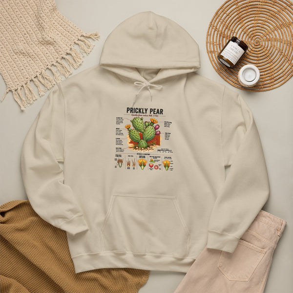 Prickly Pear Botanical Hoodie – Cactus Anatomy Illustrated Sweatshirt