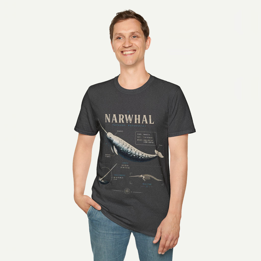 Narwhal Anatomy Diagram T-Shirt — Vintage Marine Mammal Graphic Tee
