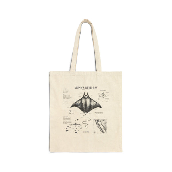Munk's Devil Ray Anatomy Tote Bag — Vintage Marine Illustration Beach Bag