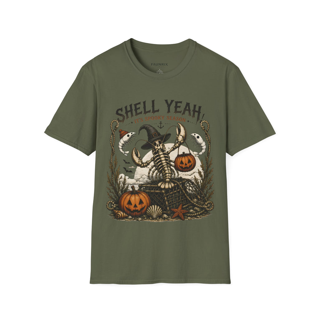 Shell Yeah! It's Spooky Season Tee — Halloween Crab Witch Graphic T-Shirt