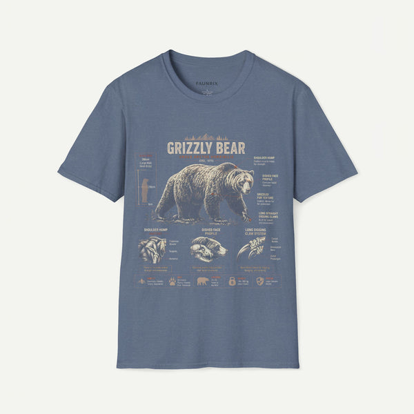 Grizzly Bear Anatomy Vintage Graphic T-Shirt — Wildlife Animal Tee