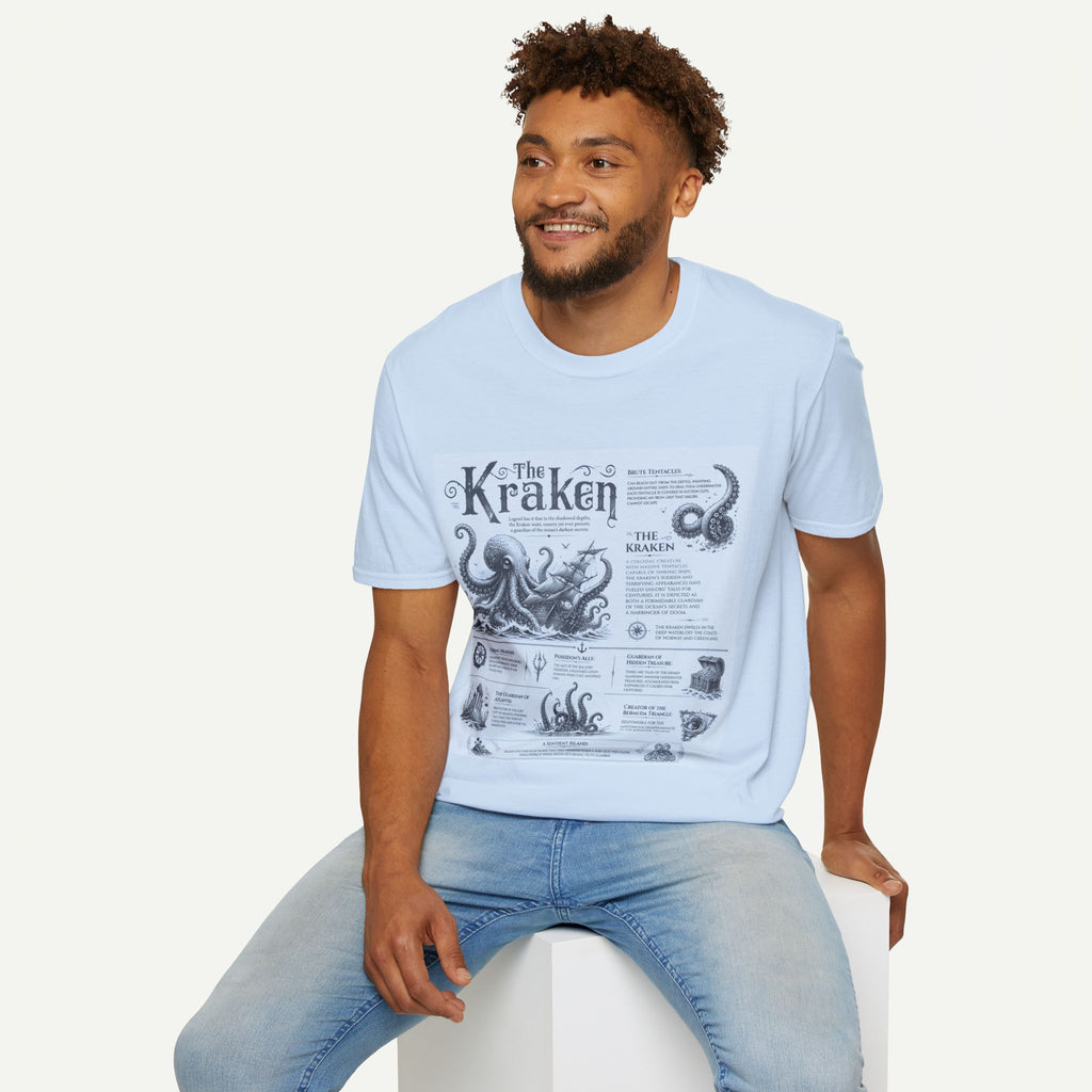 Kraken Vintage Diagram T-Shirt — Nautical Octopus Illustration Tee