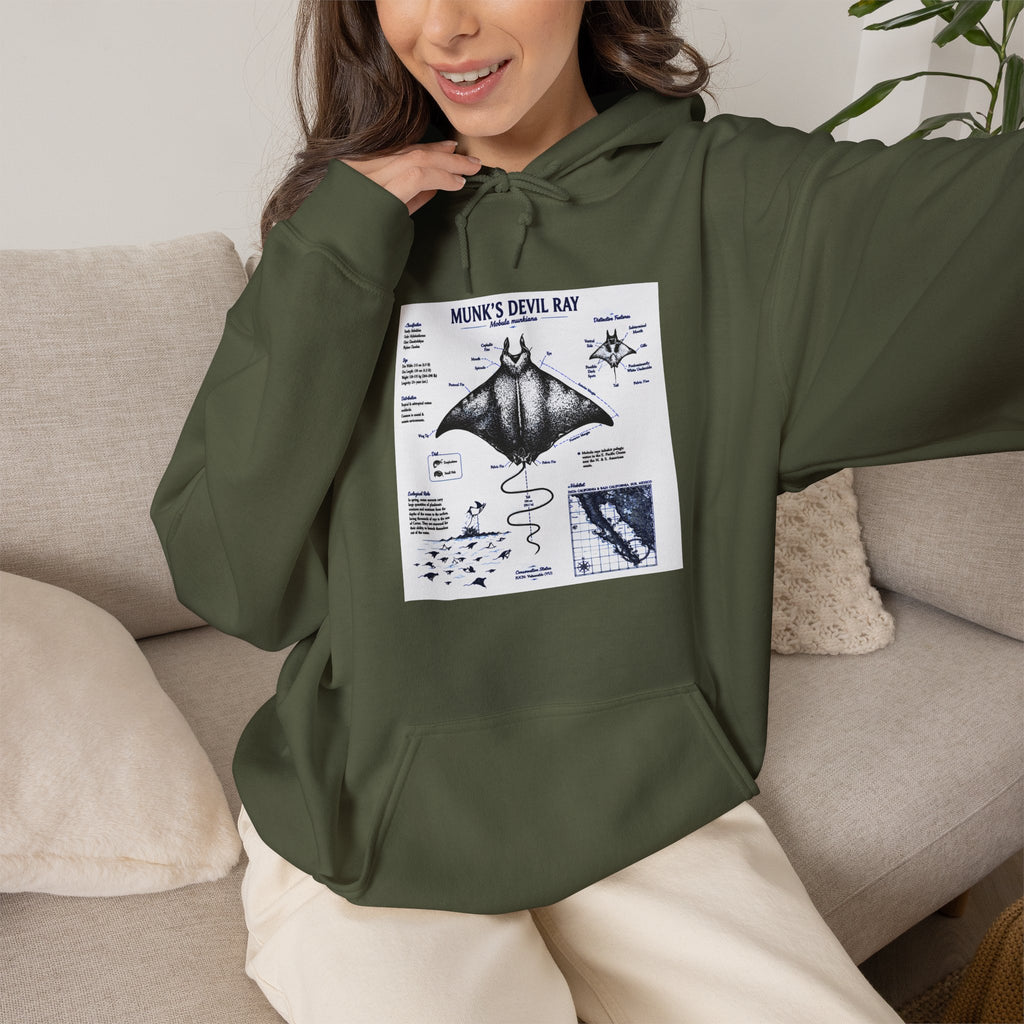 Manta Ray Anatomy Hoodie — Marine Life Graphic Pullover
