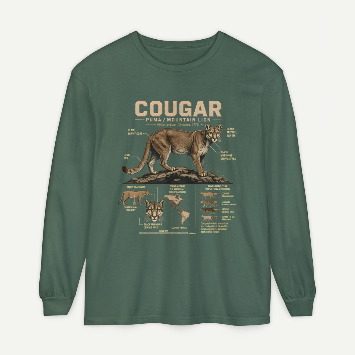 Cougar Wildlife Anatomy Long Sleeve Tee