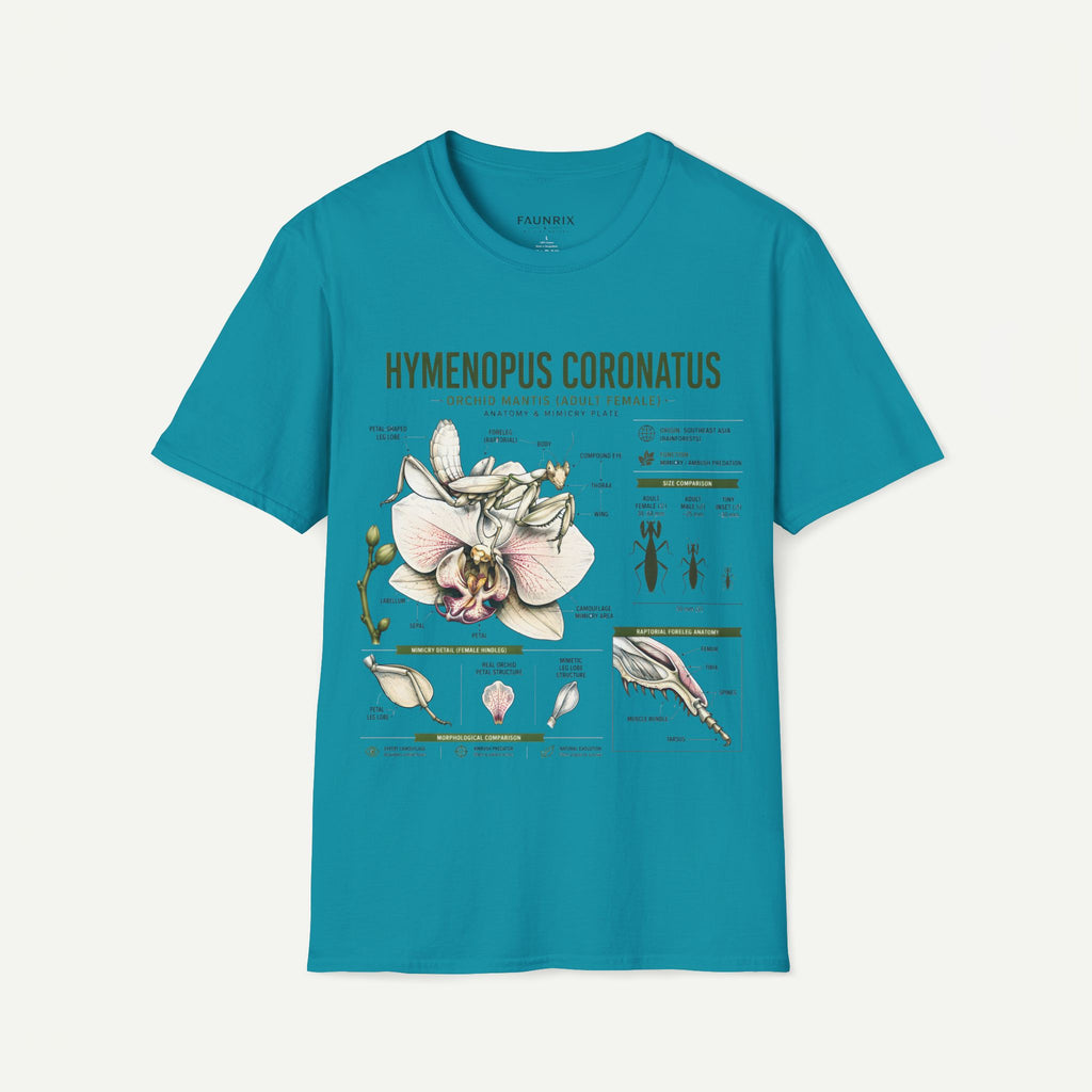 Mantis Anatomy Tee — Hymenopus Coronatus Orchid Mantis Illustration
